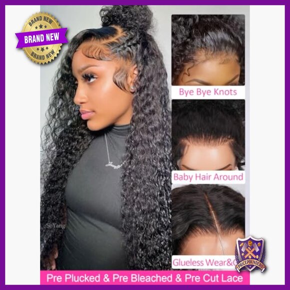 360 Lace Front Human Hair Wig, 24 Inch Water Wave, 200% Density, Glueless main image 4